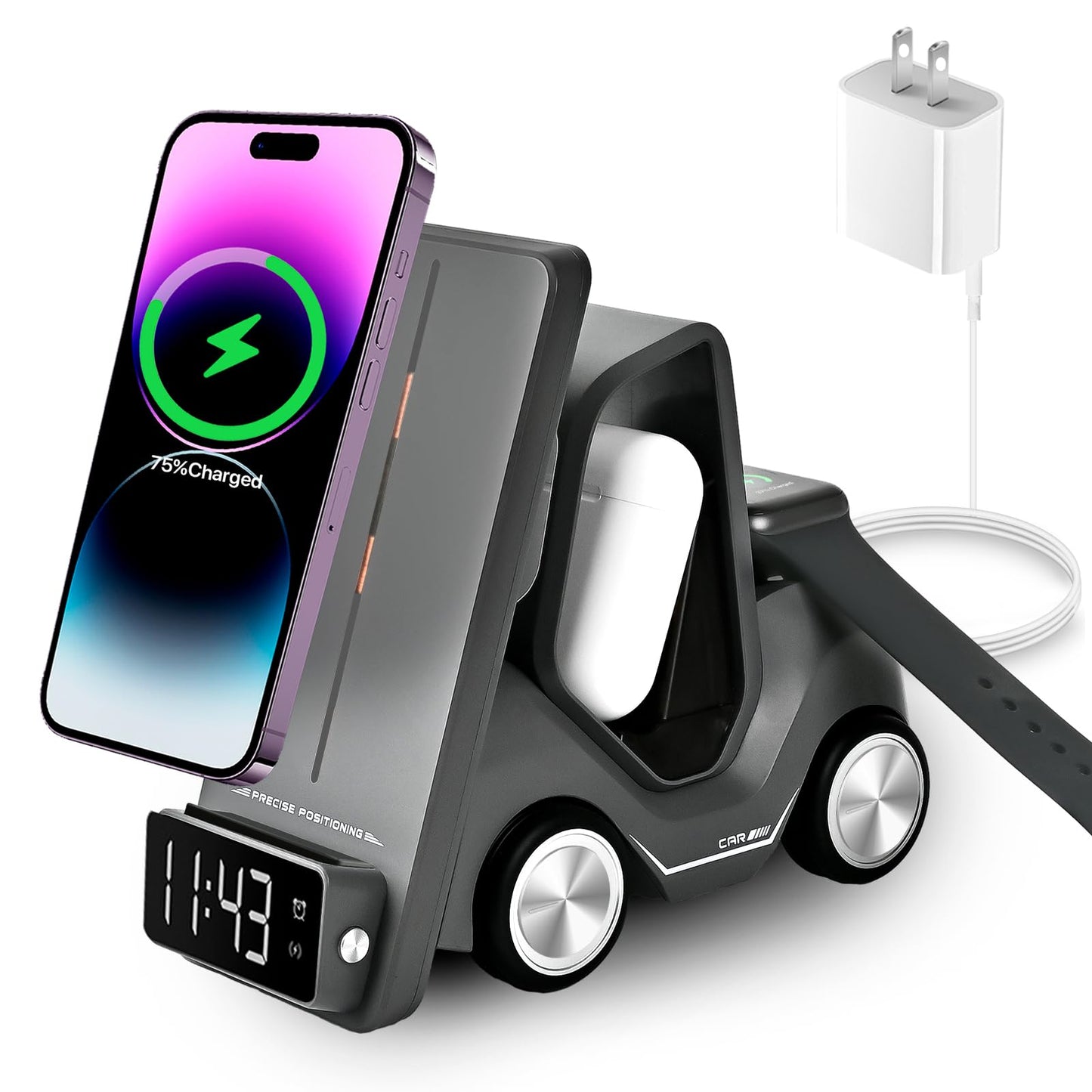 HTG® Multi-Function Wireless Charger Station With Car Design